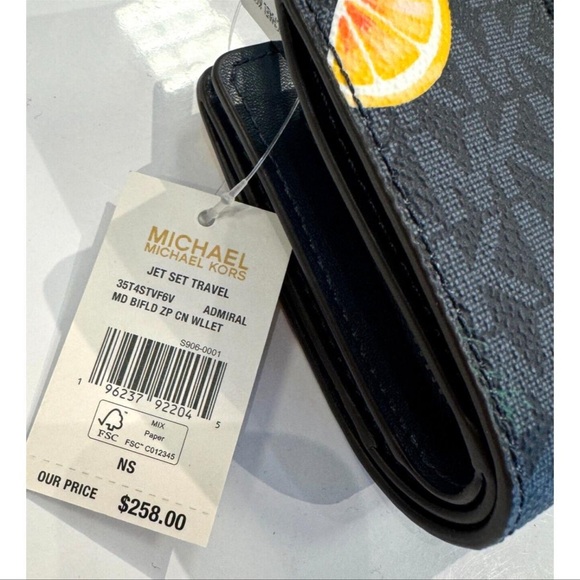 Michael Kors Jet Set Travel MD Bifold Zip Coin Credit Card Wallet MK Admiral - Picture 6 of 12
